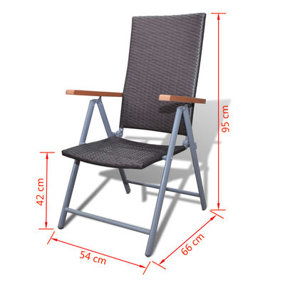 vidaXL Reclining Garden Chairs 2 pcs Poly Rattan and Aluminium Brown