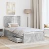 vidaXL Bed Frame with Drawer Concrete Grey 90 x 190 cm Engineered Wood