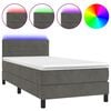 vidaXL Box Spring Bed with Mattress&LED Dark Grey 90x200cm Velvet