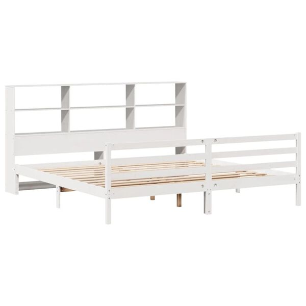 vidaXL Bookcase Bed without Mattress White 180x200 cm Super King Solid Wood Pine