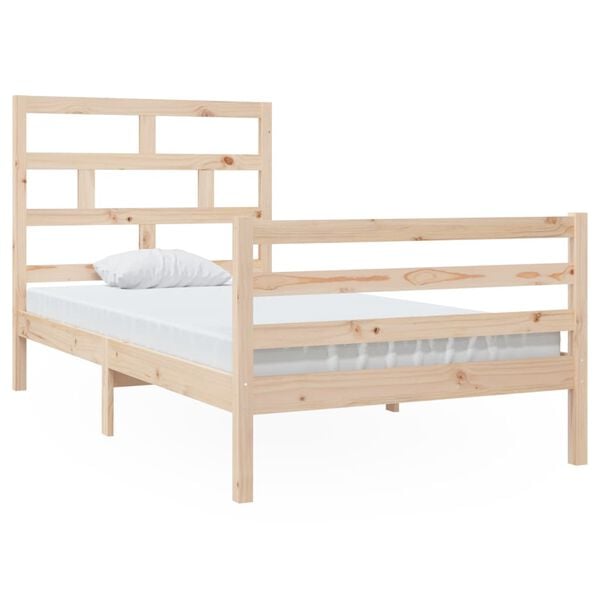 vidaXL Bed Frame without Mattress Solid Wood 100x200 cm (810420+814179)