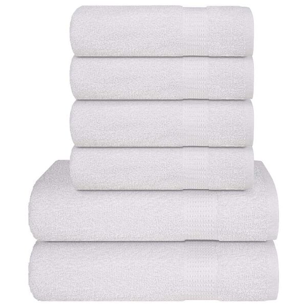 vidaXL 6 Piece Towel Set "FROGN" White 100% Cotton