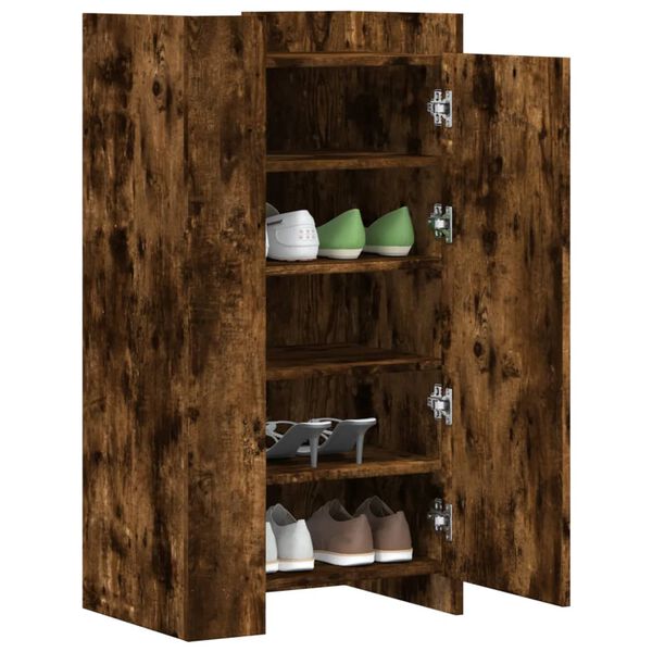 vidaXL Shoe Cabinet Smoked Oak 52x37.5x100 cm Engineered Wood