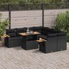 vidaXL 9 Piece Garden Sofa Set with Cushions Black Poly Rattan Acacia