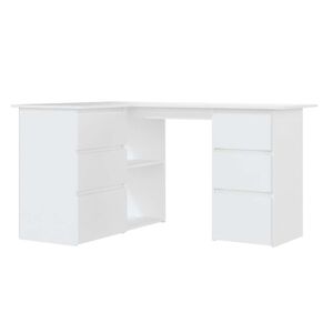 vidaXL Corner Desk White 145x100x76 cm Engineered Wood