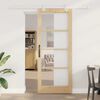 vidaXL Sliding Door Natural 86 x 211 cm Solid Pine Wood and Glass