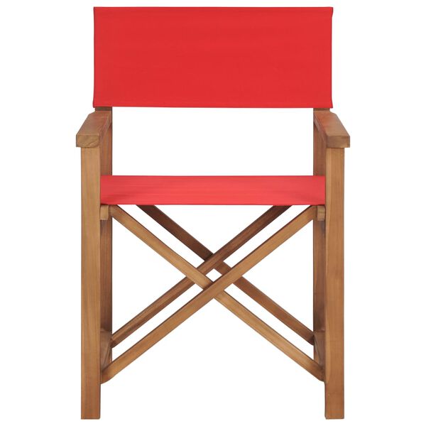 vidaXL Director's Chairs 2 pcs Solid Teak Wood Red