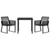 vidaXL Garden Dining Set 3 pcs Black Powder-Coated Steel