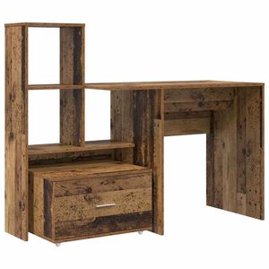 vidaXL Desk with Drawer Old Wood 131.5 x 50 x 106.5 cm Engineered Wood