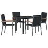 vidaXL Garden Dining Set 5 pcs Black Powder-coated Steel