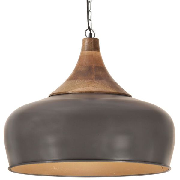 vidaXL Industrial Hanging Lamp Grey Iron & Solid Wood 45 cm E27
