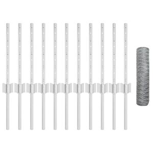 vidaXL Hexagonal Fence with Post 25 x 0.4 m Galvanised Steel Silver
