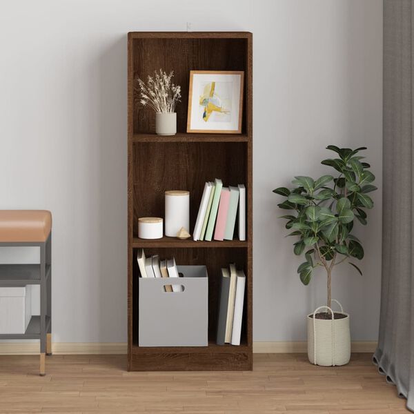 vidaXL 3-Tier Book Cabinet Brown Oak 40x24x109 cm Engineered Wood