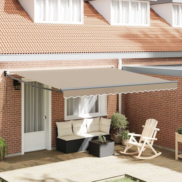 vidaXL Retractable Awning Beige 400 x 300 cm Polyester and Aluminium