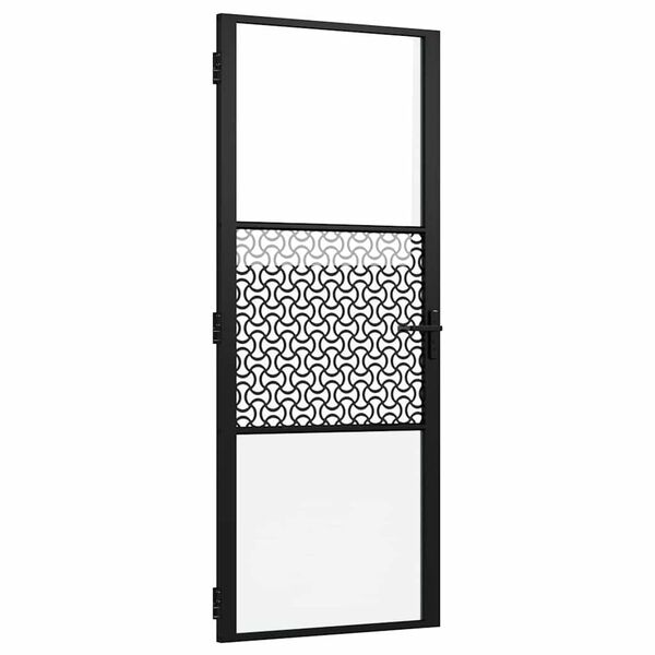 vidaXL Interior Door Black 83 x 201.5 cm Tempered glass and Aluminium