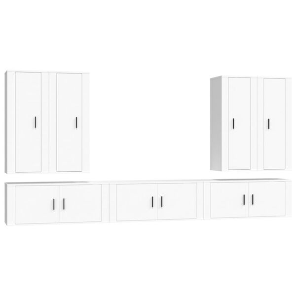 vidaXL 7 Piece TV Cabinet Set White Engineered Wood