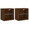 vidaXL LED Wall Bedside Cabinet 2 pcs Brown Oak Compact