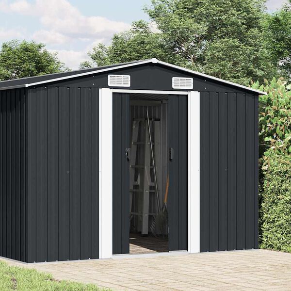 vidaXL Garden Shed 257x489x181 cm Metal Anthracite