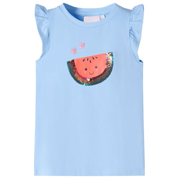 Kids' T-shirt with Ruffle Sleeves Light Blue 116