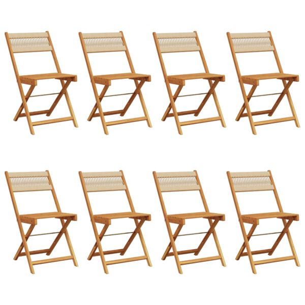 vidaXL Folding Garden Chairs 8 pcs Beige Solid Wood Acacia