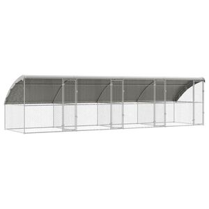 vidaXL Dog Kennel 4 pcs Silver 8 x 2 x 2 m Galvanised steel