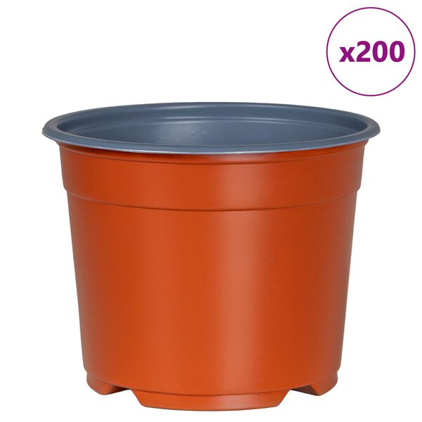 vidaXL Flower Pot 200 pcs Terracotta &Oslash; 10 x 8 cm Plastic