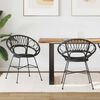 vidaXL Dining Chair 2 pcs Black 65 x 55.5 x 81 cm Rattan and Iron