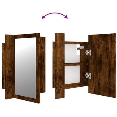 vidaXL LED Bathroom Mirror Cabinet Smoked Oak 40x12x45 cm Engineered Wood