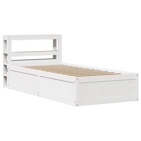 vidaXL Bed Frame with Headboard White 90x190 cm Single Solid Wood Pine
