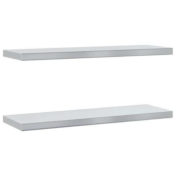 vidaXL Wall Shelves 2 pcs 75x23.5x3 cm Silver Stainless Steel