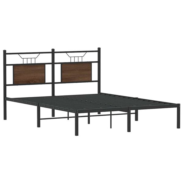 vidaXL Bed Frame without Mattress Brown Oak 137x190 cm Engineered Wood