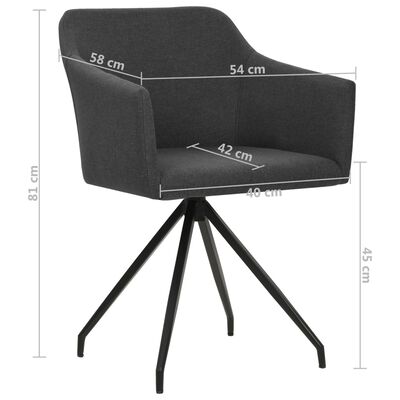 vidaXL Swivel Dining Chairs 4 pcs Dark Grey Fabric