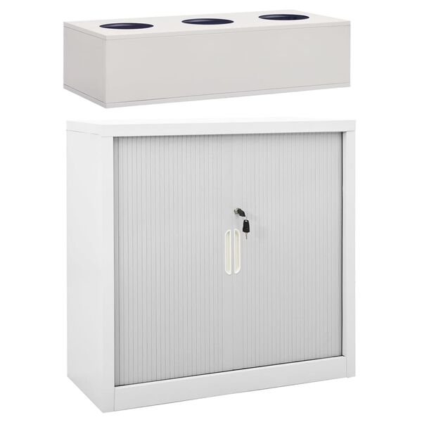 vidaXL Sliding Door Cabinet with Planter Box Grey 90x40x113 cm Steel