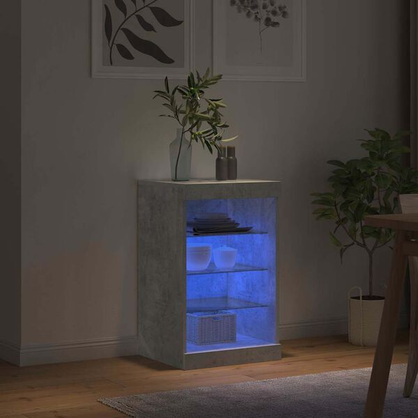 vidaXL Sideboard with LED Lights Concrete Grey 41x37x67 cm