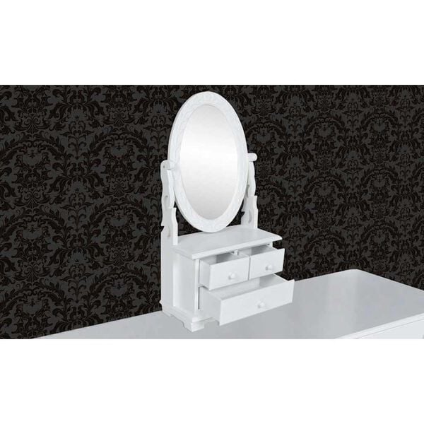 vidaXL Vanity Makeup Table with Oval Swing Mirror MDF