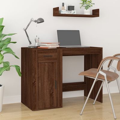 vidaXL Desk Brown Oak 100x49x75 cm Engineered Wood