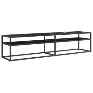 vidaXL TV Cabinet Black Marble 180x40x40.5 cm Tempered Glass