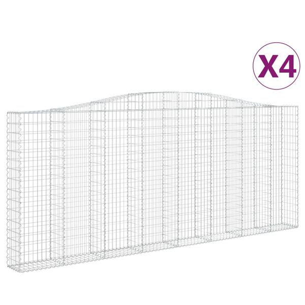 vidaXL Arched Gabion Baskets 4 pcs 400x30x160/180 cm Galvanised Iron