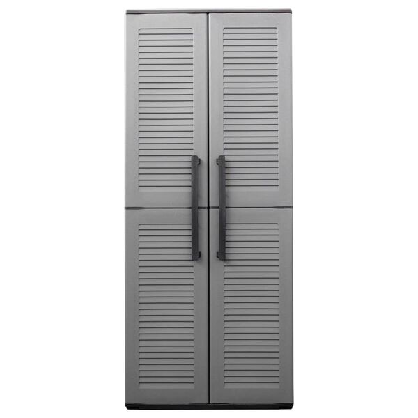 vidaXL Garden Storage Cabinet Grey and Black 68x37x163 cm PP