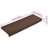 vidaXL Stair Mats 15 pcs 65x21x4 cm Brown Rectangular Edge
