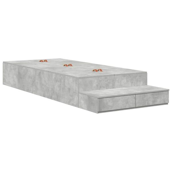 vidaXL Storage Bed Frame Concrete Grey 100 cm Engineered Wood