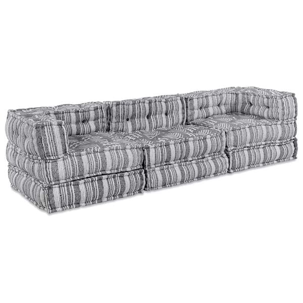 vidaXL Modular Sofa 3 pcs Grey Print Fabric