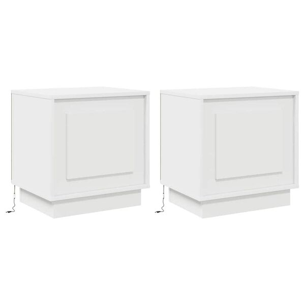 vidaXL Bedside Cabinet 2 pcs White 44 x 34.5 x 45 cm Engineered Wood