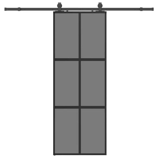 vidaXL Sliding Door with Hardware Set Black 76x205 cm Tempered Glass