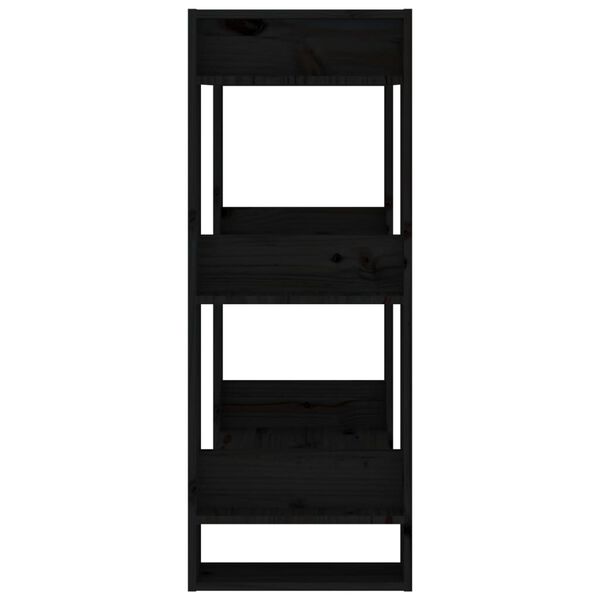 vidaXL Book Cabinet/Room Divider Black 60x35x91 cm Solid Wood Pine