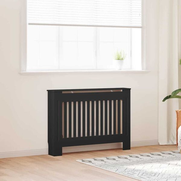 vidaXL Radiator Cover 2 pcs Black 112 x 19 x 81.5cm Engineered Wood