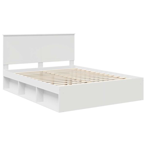 vidaXL Bed Frame with Headboard White 150 x 200 cm Solid Pine Wood