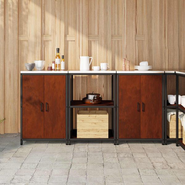 vidaXL Kitchen Storage Set with Shelf 3 pcs Rusty Weathering Steel