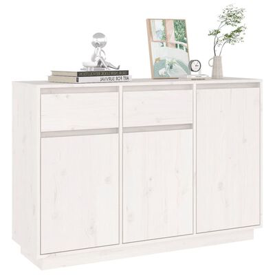 vidaXL Sideboard White 110x34x75 cm Solid Wood Pine