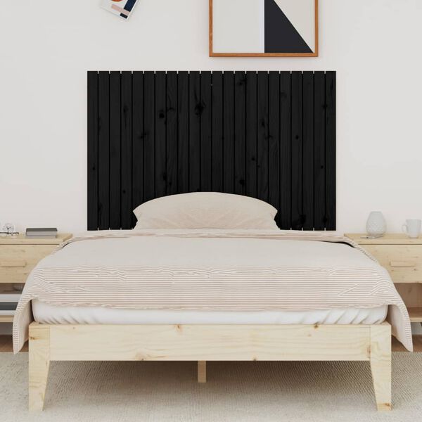 vidaXL Wall Headboard Black 140x3x90 cm Solid Wood Pine